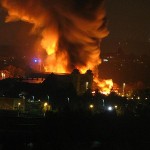 Fire in Historical Exhibition Building in Prague (Czech Republic)