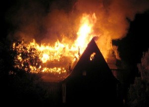 Castle destroyed by fire in Ebelsbach (Germany)