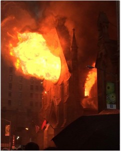 19th Century Manhattan Church Destroyed by fire in New York (USA)