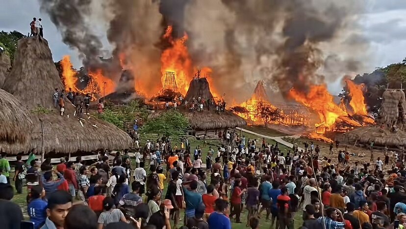 Fire and Destruction of a Traditional Village in Sumba (Indonesia)