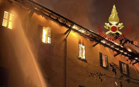 Fire at Monastery in Italy