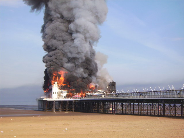 Fire destroyed Historic Pier at Weston-super-Mare (UK)