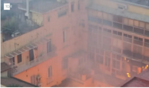 UntitledScreenshot from RAI News broadcast, Teatro Sannazaro fire, Naples, February 17, 2026. Image: RAI. Used under fair use for heritage fire documentation.